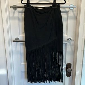 Tamara Mellon black fringe skirt
